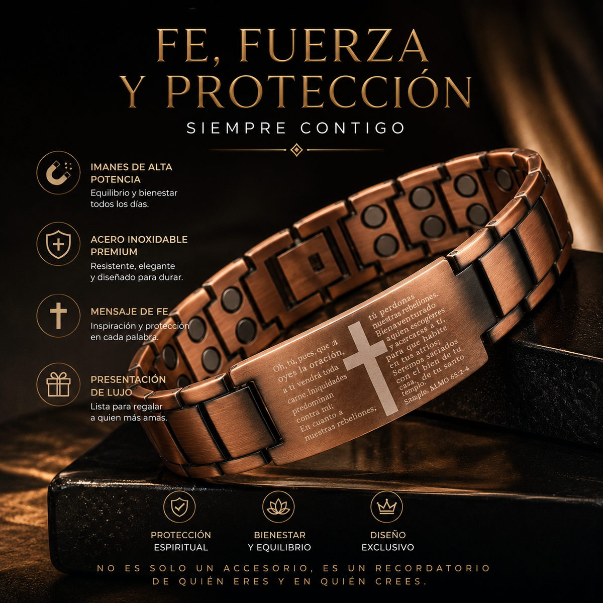 PULSERA DE COBRE MAGNÉTICO CON EL PADRE NUESTRO